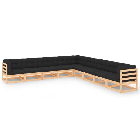 vidaXL 9-tlg. Garten-Lounge-Set mit Kissen Massivholz Kiefer
