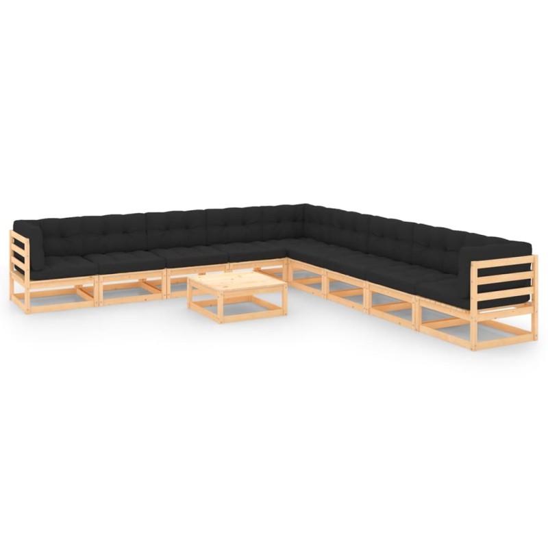 vidaXL 10-tlg. Garten-Lounge-Set mit Kissen Massivholz Kiefer vidaXL 10-tlg. Garten-Lounge-Set mit Kissen Massivholz Kiefer
