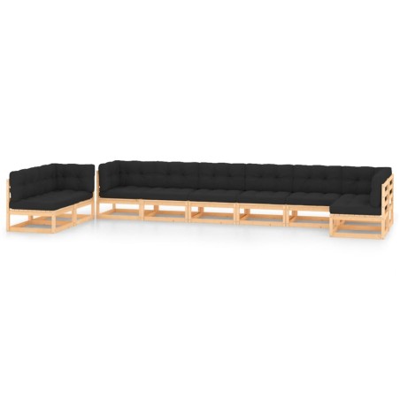 vidaXL 9-tlg. Garten-Lounge-Set mit Kissen Massivholz Kiefer