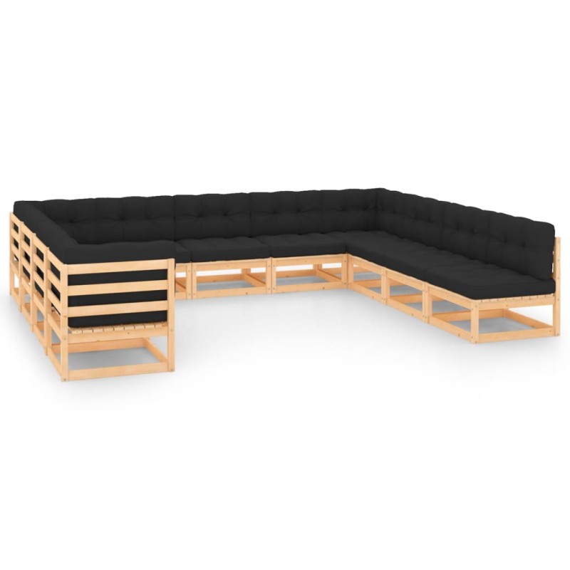 vidaXL 11-tlg. Garten-Lounge-Set mit Kissen Massivholz Kiefer vidaXL 11-tlg. Garten-Lounge-Set mit Kissen Massivholz Kiefer