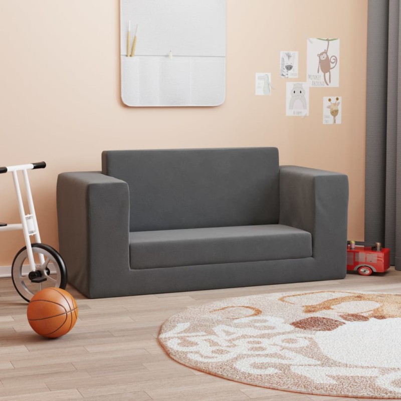 2-Sitzer Schlafsofa für Kinder Anthrazit Weicher Plüsch 2-Sitzer Schlafsofa für Kinder Anthrazit Weicher Plüsch