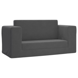 2-Sitzer Schlafsofa für Kinder Anthrazit Weicher Plüsch
