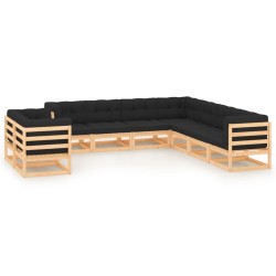vidaXL 9-tlg. Garten-Lounge-Set mit Kissen Massivholz Kiefer