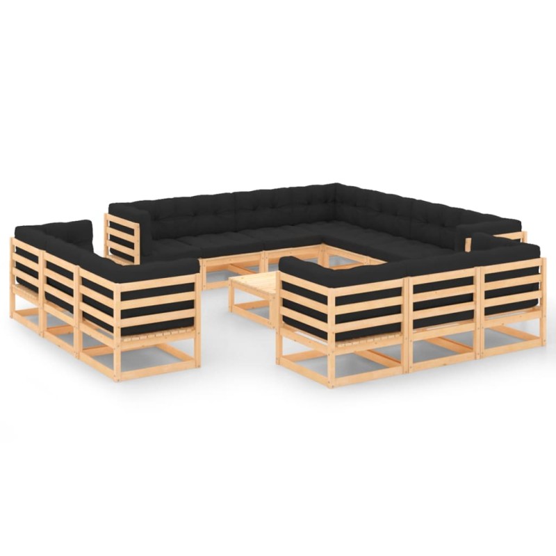 vidaXL 14-tlg. Garten-Lounge-Set mit Kissen Massivholz Kiefer vidaXL 14-tlg. Garten-Lounge-Set mit Kissen Massivholz Kiefer