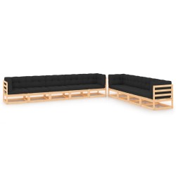 vidaXL 9-tlg. Garten-Lounge-Set mit Kissen Massivholz Kiefer