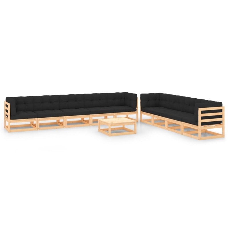 vidaXL 10-tlg. Garten-Lounge-Set mit Kissen Massivholz Kiefer vidaXL 10-tlg. Garten-Lounge-Set mit Kissen Massivholz Kiefer