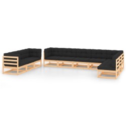 vidaXL 10-tlg. Garten-Lounge-Set mit Kissen Massivholz Kiefer