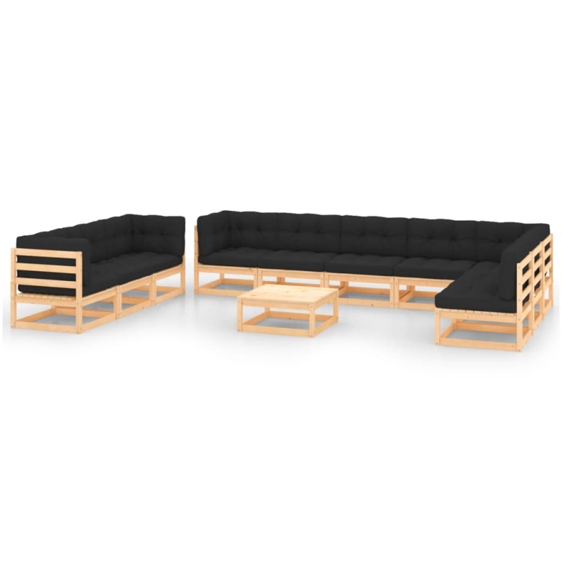 vidaXL 11-tlg. Garten-Lounge-Set mit Kissen Massivholz Kiefer vidaXL 11-tlg. Garten-Lounge-Set mit Kissen Massivholz Kiefer