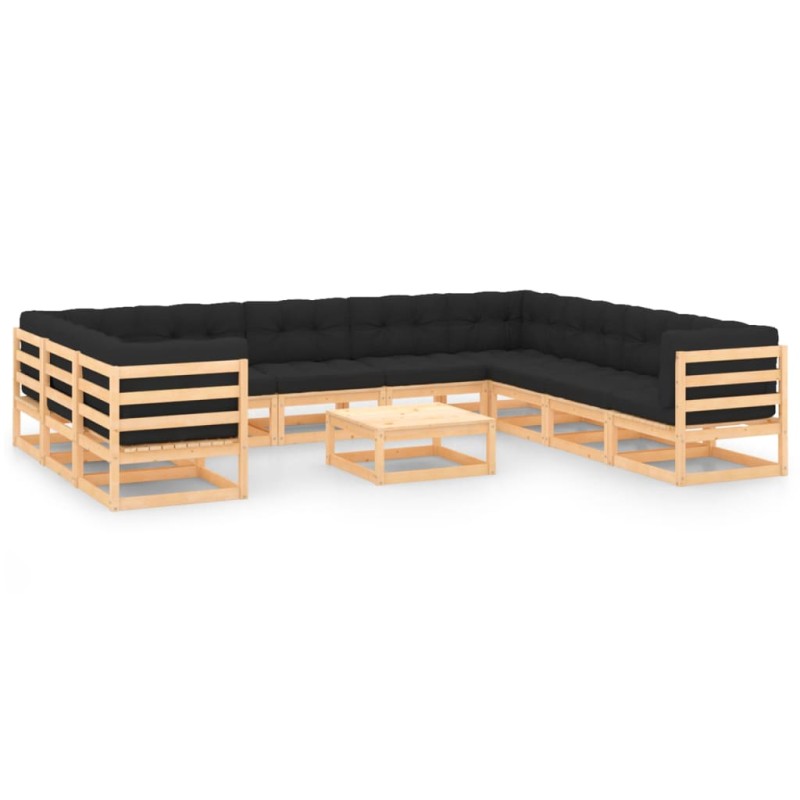 vidaXL 11-tlg. Garten-Lounge-Set mit Kissen Massivholz Kiefer vidaXL 11-tlg. Garten-Lounge-Set mit Kissen Massivholz Kiefer