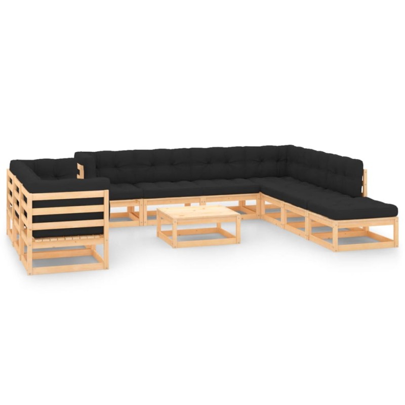 vidaXL 11-tlg. Garten-Lounge-Set mit Kissen Massivholz Kiefer vidaXL 11-tlg. Garten-Lounge-Set mit Kissen Massivholz Kiefer