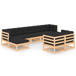 vidaXL 9-tlg. Garten-Lounge-Set mit Kissen Massivholz Kiefer