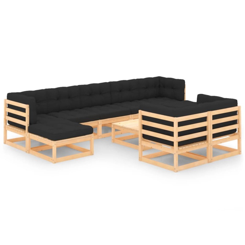 vidaXL 10-tlg. Garten-Lounge-Set mit Kissen Massivholz Kiefer vidaXL 10-tlg. Garten-Lounge-Set mit Kissen Massivholz Kiefer