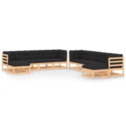 vidaXL 10-tlg. Garten-Lounge-Set mit Kissen Massivholz Kiefer