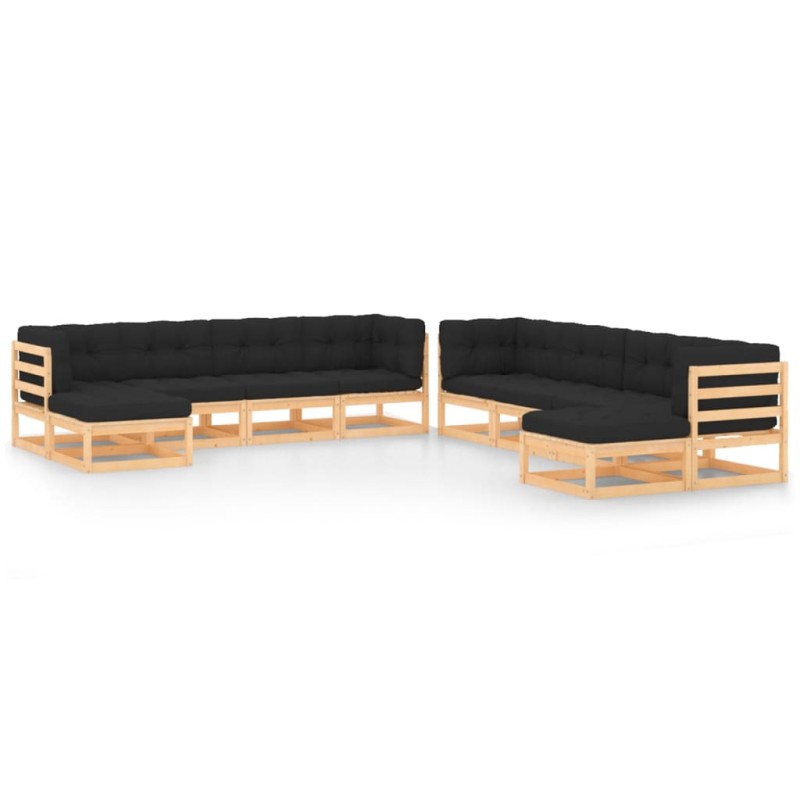 vidaXL 10-tlg. Garten-Lounge-Set mit Kissen Massivholz Kiefer vidaXL 10-tlg. Garten-Lounge-Set mit Kissen Massivholz Kiefer