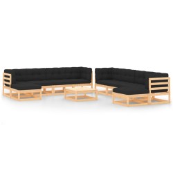 vidaXL 11-tlg. Garten-Lounge-Set mit Kissen Massivholz Kiefer