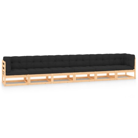 vidaXL 6-tlg. Garten-Lounge-Set mit Kissen Massivholz Kiefer