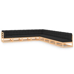 vidaXL 9-tlg. Garten-Lounge-Set mit Kissen Massivholz Kiefer