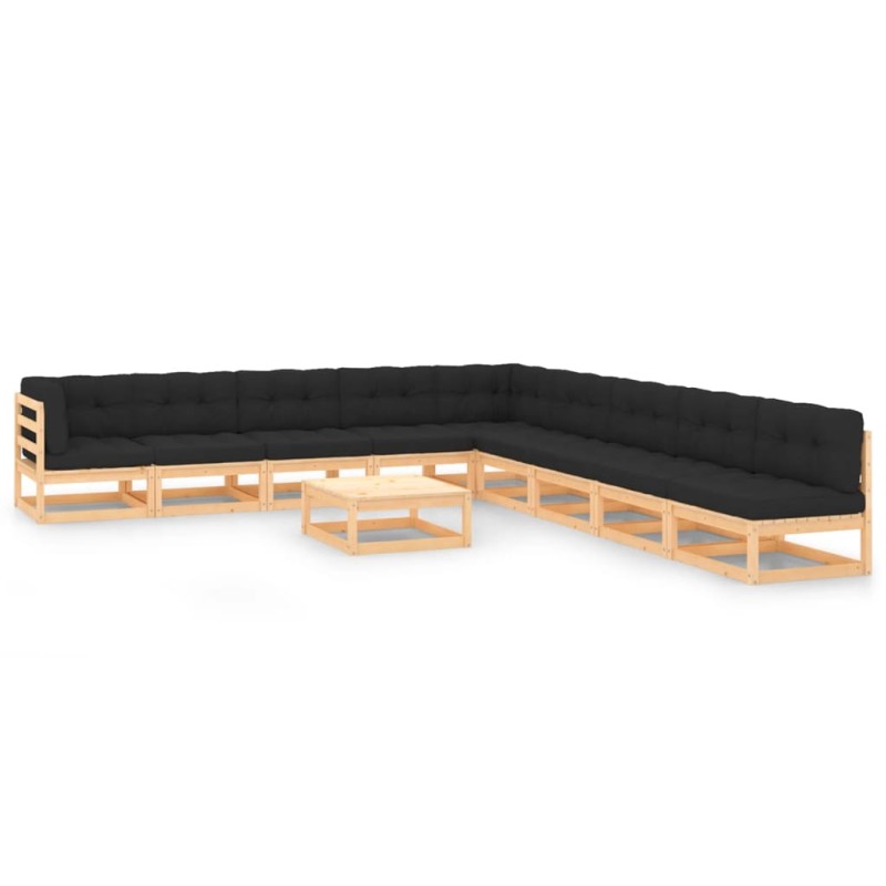 vidaXL 10-tlg. Garten-Lounge-Set mit Kissen Massivholz Kiefer vidaXL 10-tlg. Garten-Lounge-Set mit Kissen Massivholz Kiefer