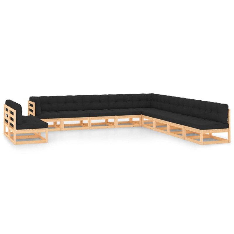 vidaXL 11-tlg. Garten-Lounge-Set mit Kissen Massivholz Kiefer vidaXL 11-tlg. Garten-Lounge-Set mit Kissen Massivholz Kiefer