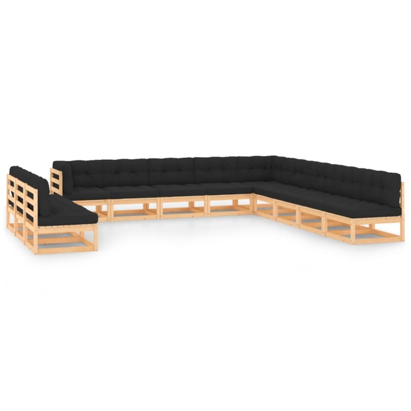 vidaXL 12-tlg. Garten-Lounge-Set mit Kissen Massivholz Kiefer vidaXL 12-tlg. Garten-Lounge-Set mit Kissen Massivholz Kiefer