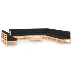 vidaXL 13-tlg. Garten-Lounge-Set mit Kissen Massivholz Kiefer