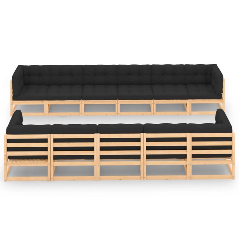 vidaXL 11-tlg. Garten-Lounge-Set mit Kissen Massivholz Kiefer vidaXL 11-tlg. Garten-Lounge-Set mit Kissen Massivholz Kiefer