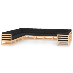vidaXL 13-tlg. Garten-Lounge-Set mit Kissen Massivholz Kiefer