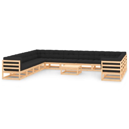 vidaXL 14-tlg. Garten-Lounge-Set mit Kissen Massivholz Kiefer
