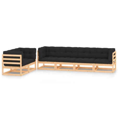 vidaXL 6-tlg. Garten-Lounge-Set mit Kissen Massivholz Kiefer