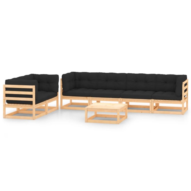 vidaXL 7-tlg. Garten-Lounge-Set mit Kissen Massivholz Kiefer vidaXL 7-tlg. Garten-Lounge-Set mit Kissen Massivholz Kiefer