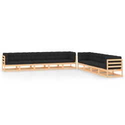 vidaXL 9-tlg. Garten-Lounge-Set mit Kissen Massivholz Kiefer