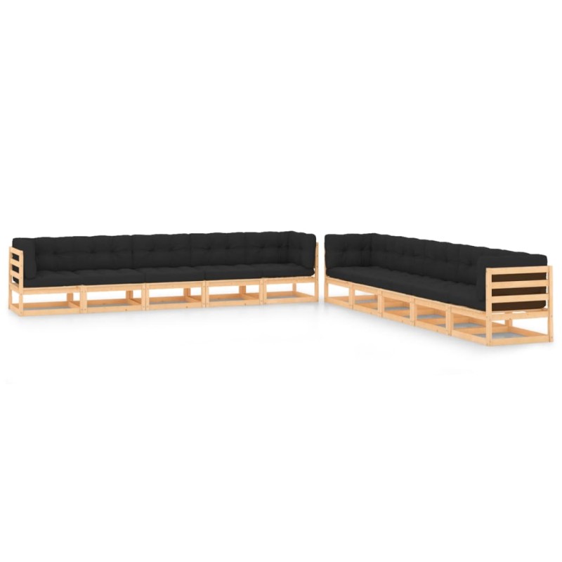 vidaXL 10-tlg. Garten-Lounge-Set mit Kissen Massivholz Kiefer vidaXL 10-tlg. Garten-Lounge-Set mit Kissen Massivholz Kiefer