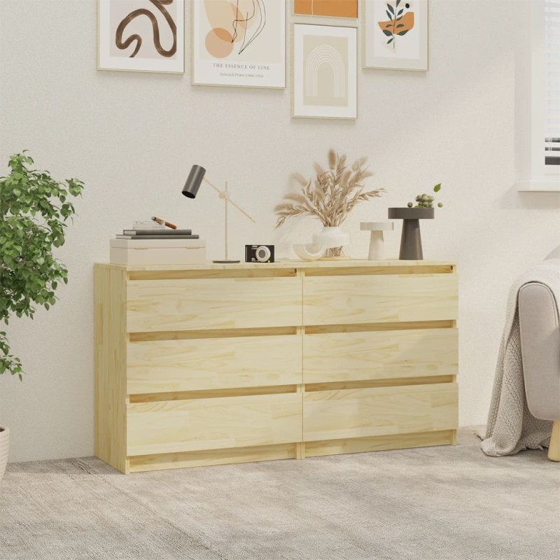 vidaXL Nachttische 2 Stk. 60x36x64 cm Massivholz Kiefer vidaXL Nachttische 2 Stk. 60x36x64 cm Massivholz Kiefer