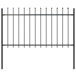 vidaXL Gartenzaun mit Speerspitzen Stahl 1,7 x 1 m Schwarz