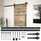 vidaXL Schiebetürbeschlag-Set 200 cm Stahl Schwarz vidaXL Schiebetürbeschlag-Set 200 cm Stahl Schwarz