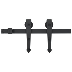 vidaXL Schiebetürbeschlag-Set 200 cm Stahl Schwarz  