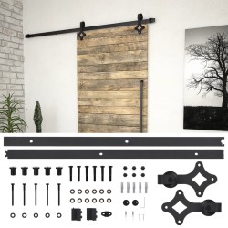 vidaXL Schiebetürbeschlag-Set 183 cm Stahl Schwarz