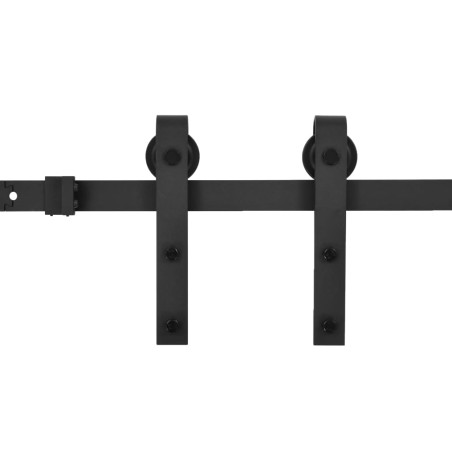 vidaXL Schiebetürbeschlag-Set 183 cm Stahl Schwarz