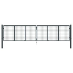 vidaXL Mesh-Gartentor Verzinkter Stahl 400 x 125 cm Grau