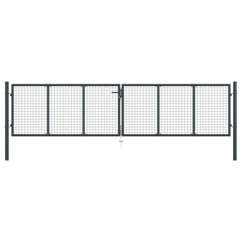 vidaXL Mesh-Gartentor Verzinkter Stahl 400 x 125 cm Grau vidaXL Mesh-Gartentor Verzinkter Stahl 400 x 125 cm Grau