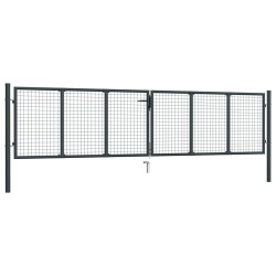 vidaXL Mesh-Gartentor Verzinkter Stahl 400 x 125 cm Grau