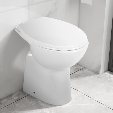 vidaXL Hohe Spülrandlose Toilette Soft-Close 7 cm Höher Keramik Weiß 