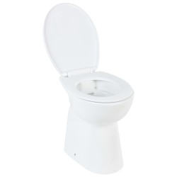 vidaXL Hohe Spülrandlose Toilette Soft-Close 7 cm Höher Keramik Weiß 