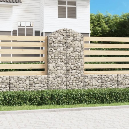 vidaXL Gabione mit Hochbogen 100x30x180/200 cm Verzinktes Eisen
