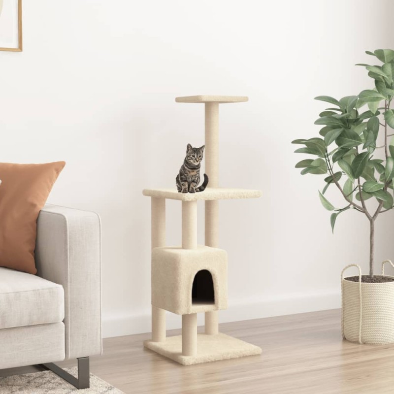vidaXL Kratzbaum mit Sisal-Kratzsäulen Creme 104 cm vidaXL Kratzbaum mit Sisal-Kratzsäulen Creme 104 cm