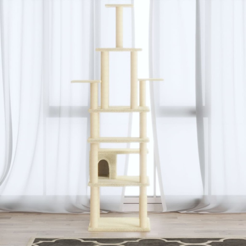 vidaXL Kratzbaum mit Sisal-Kratzsäulen Creme 183 cm vidaXL Kratzbaum mit Sisal-Kratzsäulen Creme 183 cm