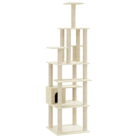vidaXL Kratzbaum mit Sisal-Kratzsäulen Creme 183 cm