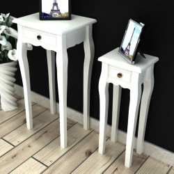 vidaXL Satztisch-Set 2-tlg. mit Schublade Weiß 