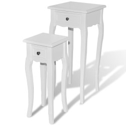 vidaXL Satztisch-Set 2-tlg. mit Schublade Weiß 