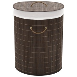vidaXL Bambus-Wäschekorb Oval Dunkelbraun